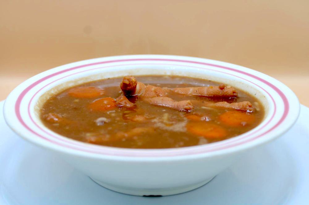 A bowl of red peas soup